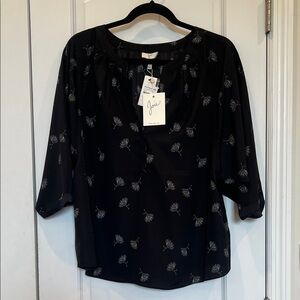 Joie Midnight Black Floral Blouse